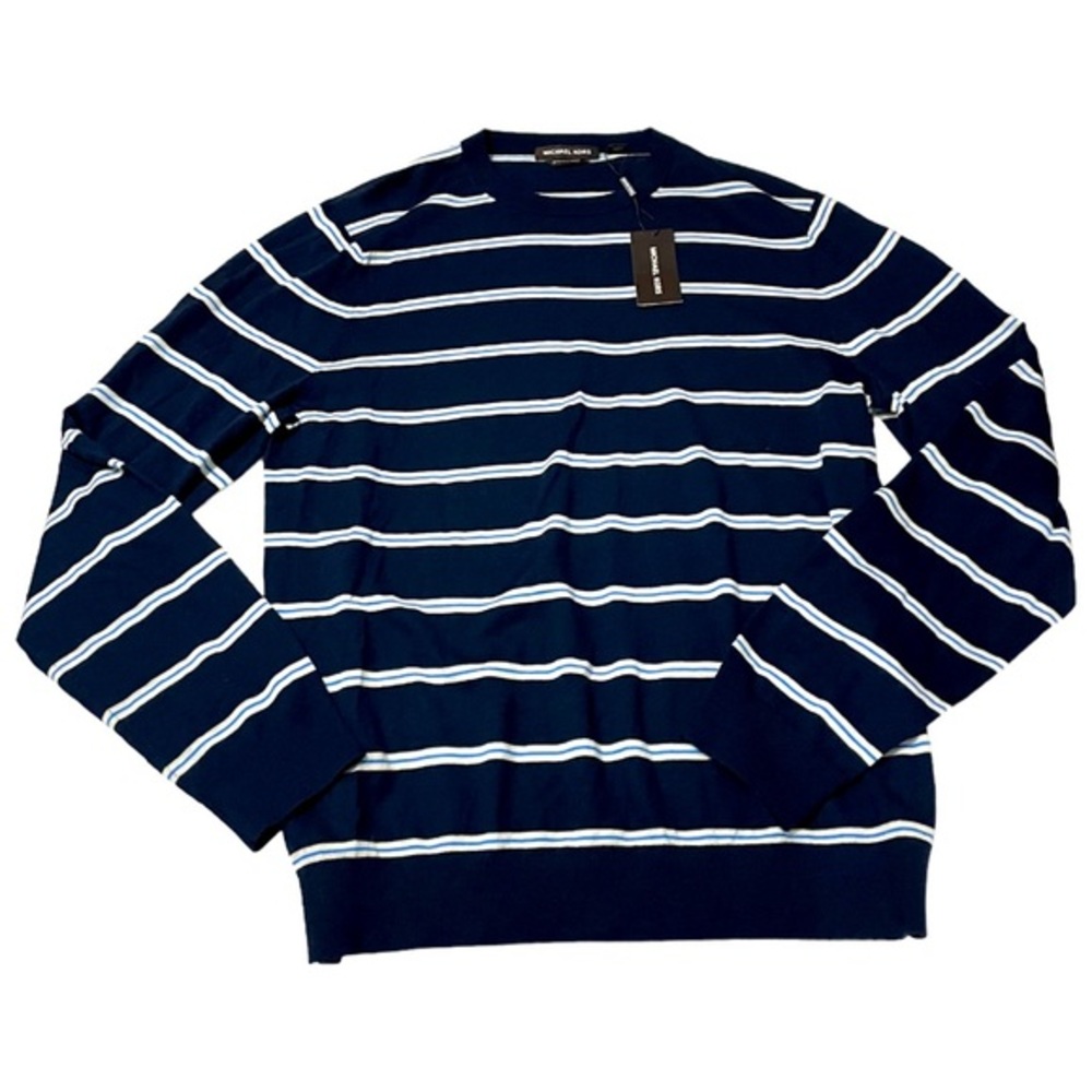 Extra Fine Merino Wool Striped Michael Kors Sweater Crew soft lightweight